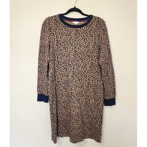 Boden Womens Leopard Print Sweatshirt Dress Cotton Mini Size 10
